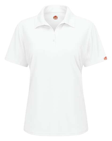 Short Sleeve Polo, Wmn, 2XL, White, Button