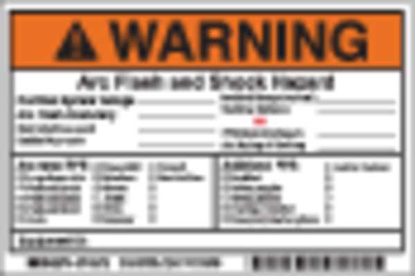 Label, 4in.Hx, 6in.W, Warning Arc Flash, PK5