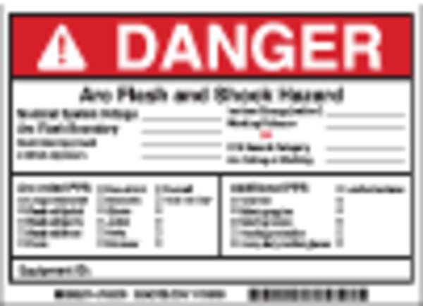 Label, 5in.Hx, 7in.W, Danger Arc Flash, PK5