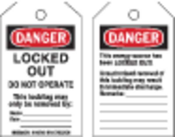 Danger Tag, Locked Out Do Not Operte, PK10