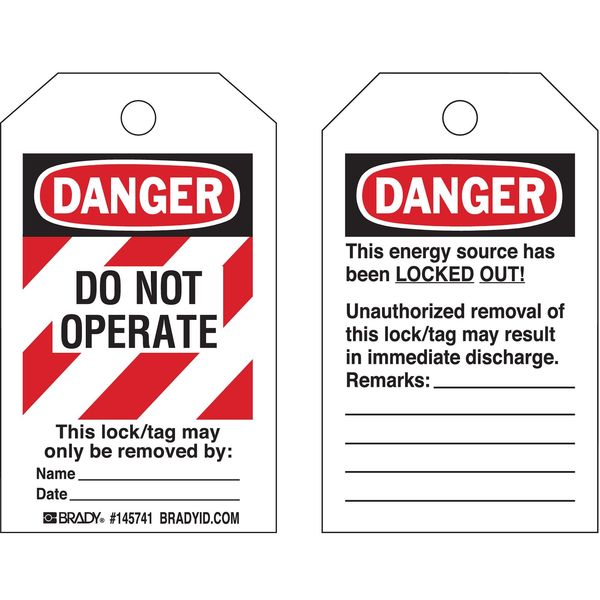 Danger Tag, Do Not Oper, Blck/Rd/Wht, PK10