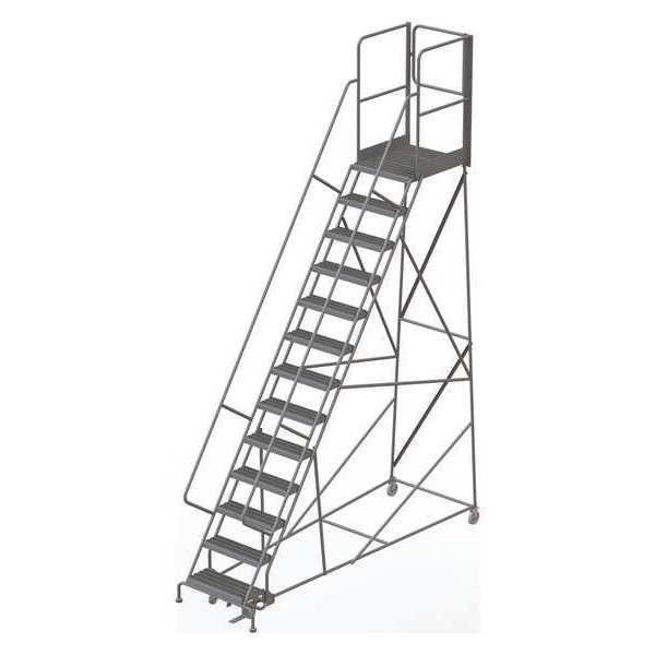 172 in H Steel Rolling Ladder, 13 Steps