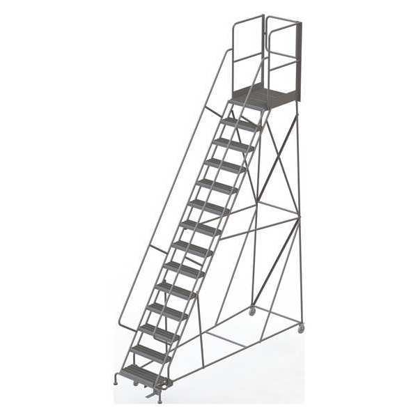 182 in H Steel Rolling Ladder, 14 Steps
