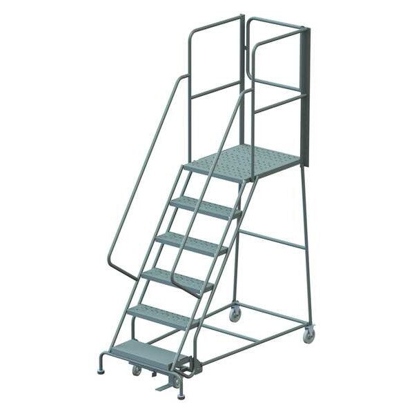 102 in H Steel Rolling Ladder, 6 Steps