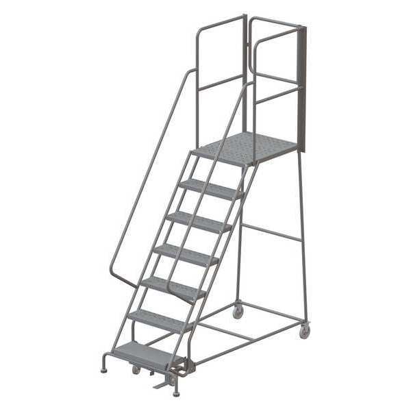 112 in H Steel Rolling Ladder, 7 Steps