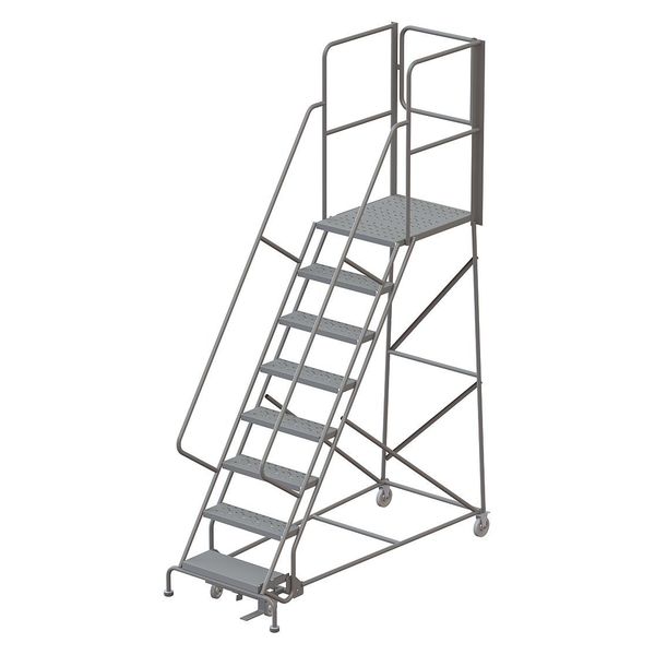 122 in H Steel Rolling Ladder, 8 Steps