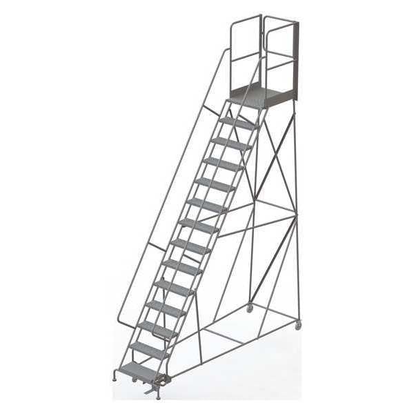 182 in H Steel Rolling Ladder, 14 Steps