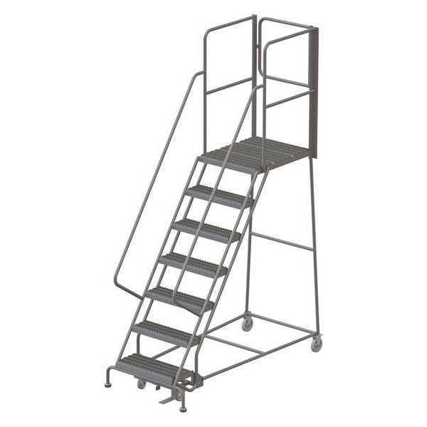 112 in H Steel Rolling Ladder, 7 Steps