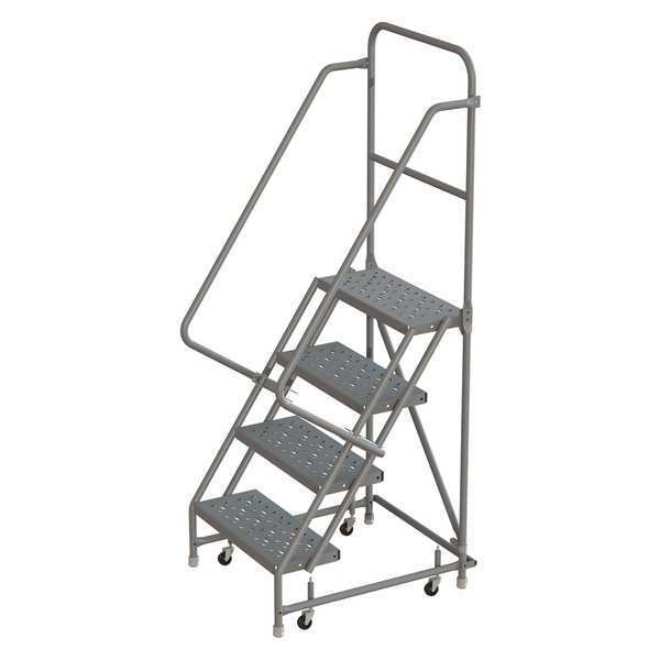 76 in H Steel Rolling Ladder, 4 Steps