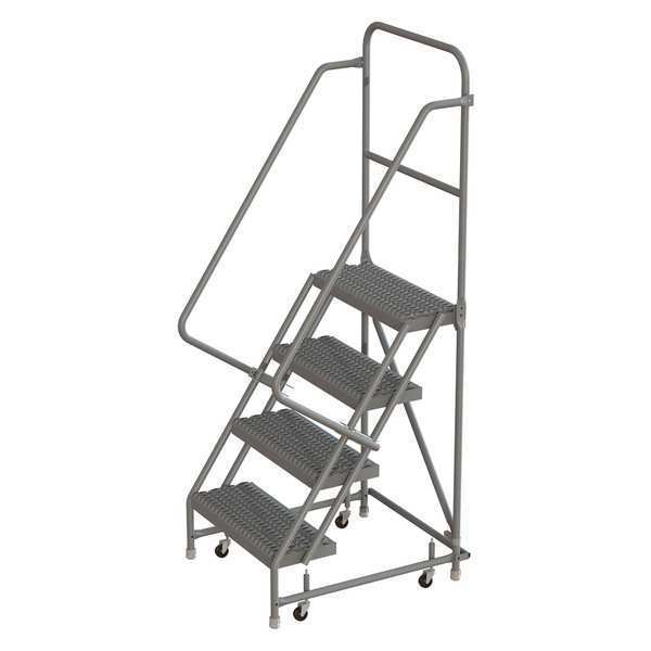 76 in H Steel Rolling Ladder, 4 Steps