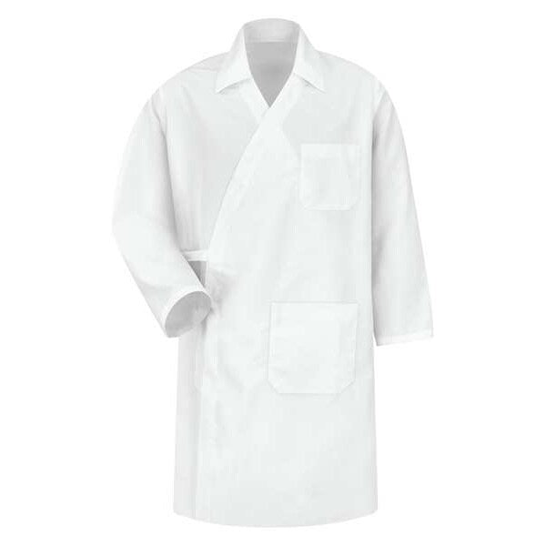Butcher Coat, Mens, Size L, White, Polyester
