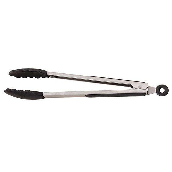 Tong, Black, 13 in. L, Stainless Steel