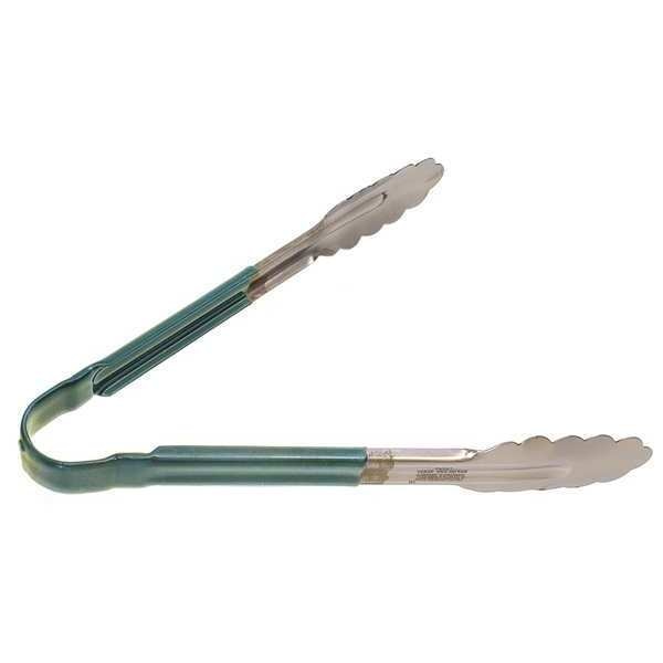 Tong, Green, 10 in. L, Stainless Steel