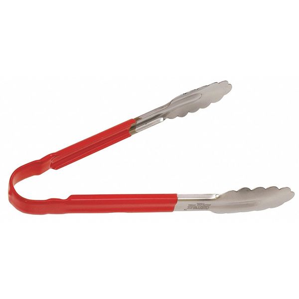 Tong, Red, 10 in. L, Stainless Steel