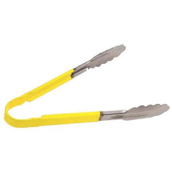 Tong, Yellow, 10 in. L, Stainless Steel