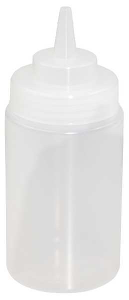 Squeeze Bottle, Plastic, Clear, 12 oz., PK12