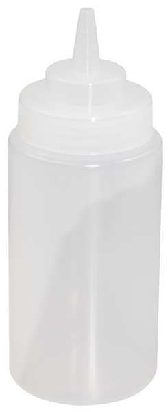 Squeeze Bottle, Plastic, Clear, 16 oz., PK12