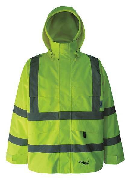 Rain Jacket, M, Grn, 3 Inside, 4 Out Pockets