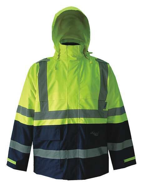 Rain Jacket, Mens, Hi-Vis Lime/Navy, XL