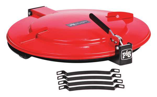 Drum Lid, Steel, 5-45/64 in. H, Red