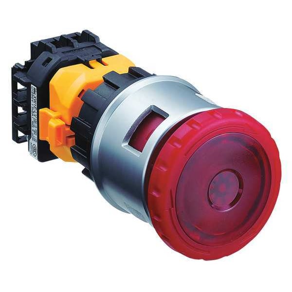 Illuminated Emergency Stop Push Button, 30 mm, 2NC/1NO, Red