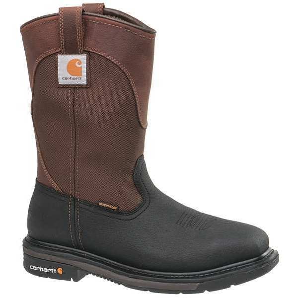 Size 9-1/2W Men's Western Boot Steel Work Boot, Brown/Black