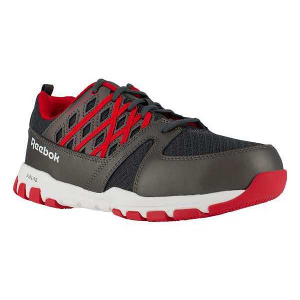 Athletic Work Shoe, 8-1/2, M, Men, Gry/Rd, PR