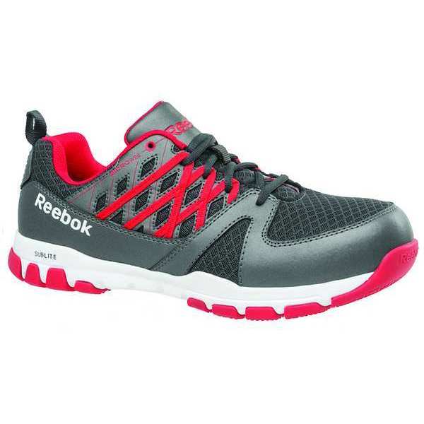 Athletic Work Shoe, 8-1/2, W, Men, Gry/Rd, PR