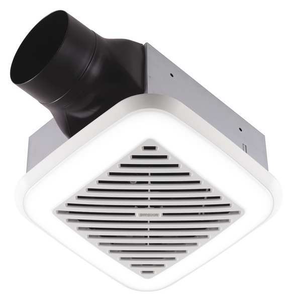 Ceiling Bathroom Fan, 110 cfm cfm, 4 in Duct Dia., 120V AC, Energy StarÂ® Certified