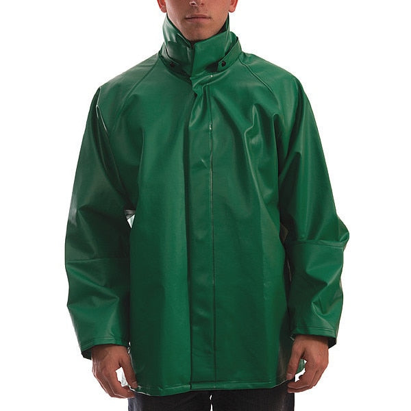 Safetyflex Flame Resistant Rain Jacket, Green, L