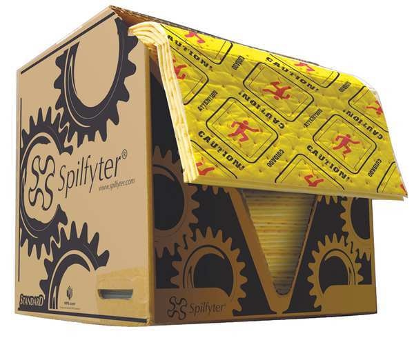 Sorbents, 23 gal/pk, .23 gal/pad, Universal Absorbed, Yellow, Polypropylene, 100 PK
