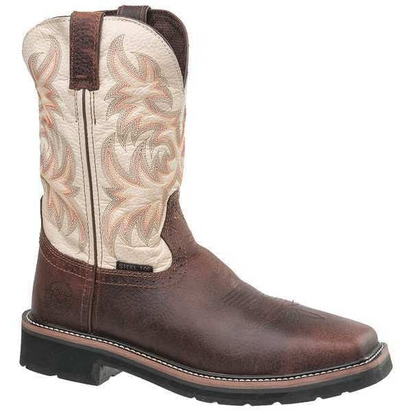 Size 11 1/2EE Men's Western Boot Steel Work Boot, Brown