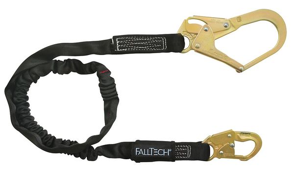 Shock Absorbing Lanyard, 6 ft., 425 lb. Weight Capacity, Black