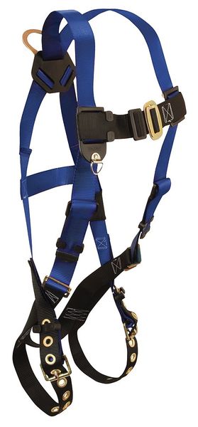 Full Body Harness, Vest Style, XL/2XL, Polyester, Black/Blue