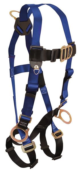 Full Body Harness, Vest Style, S/M, Polyester, Black/Blue