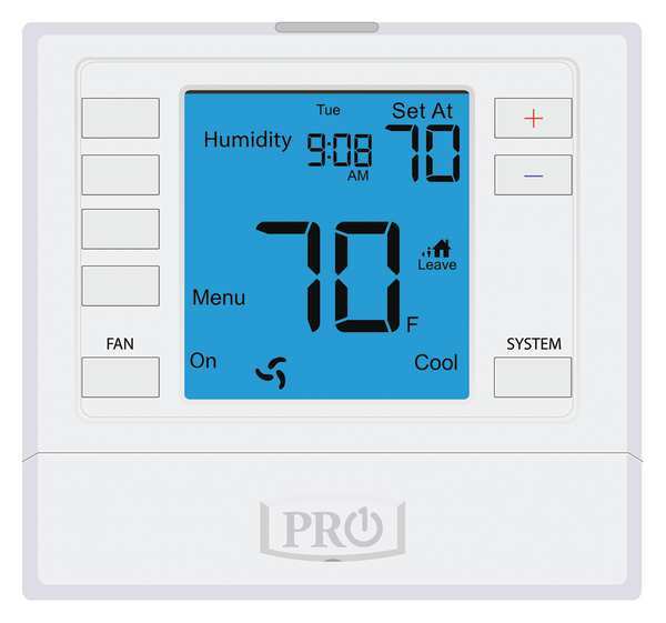 Non-Programmable Thermostat, 7, 5-1-1 Programs, 3 H 2 C, Wall Mount, Hardwired/Battery, 24VAC