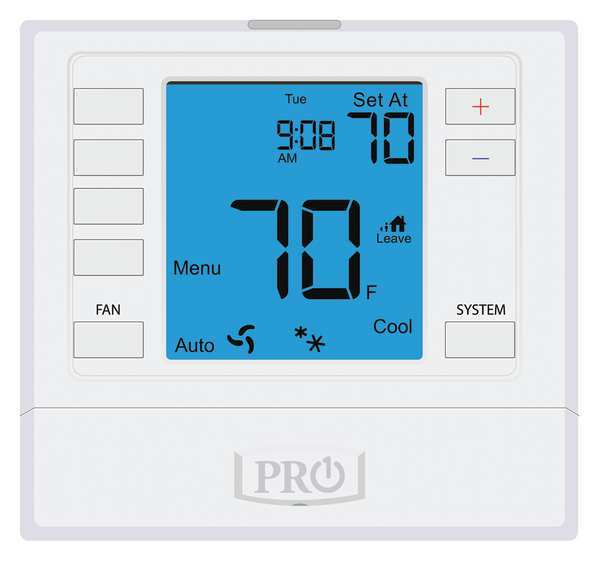 Non-Programmable Thermostat, 7, 5-1-1 Programs, 3 H 2 C, Wall Mount, Hardwired/Battery, 24VAC