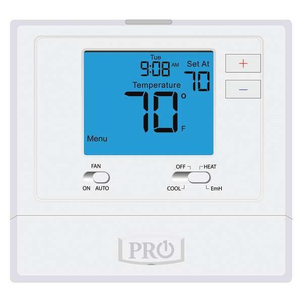 Non-Programmable Thermostat, 2 H 1 C, Wall Mount, Hardwired/Battery, 24VAC