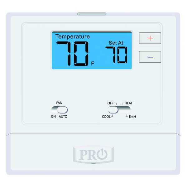 Non-Programmable Thermostat, 2 H 1 C, Wall Mount, Hardwired/Battery, 24VAC