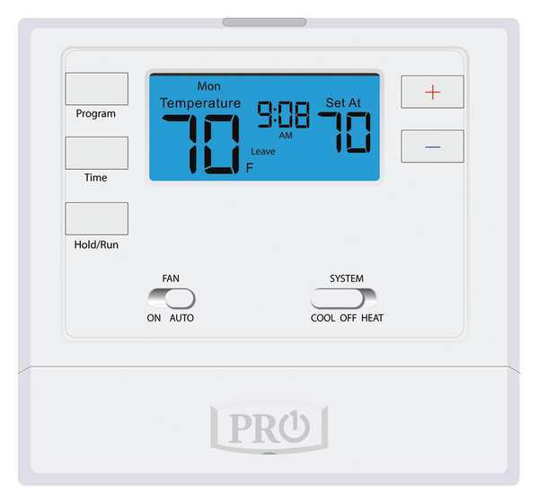 Non-Programmable Thermostat, 5-1-1 Programs, 1 H 1 C, Wall Mount, Hardwired/Battery, 24VAC