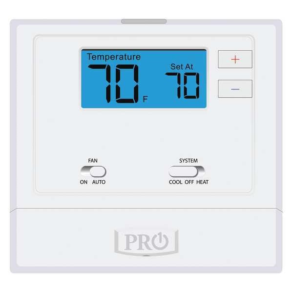 Non-Programmable Thermostat, 1 H 1 C, Wall Mount, Hardwired/Battery, 24VAC