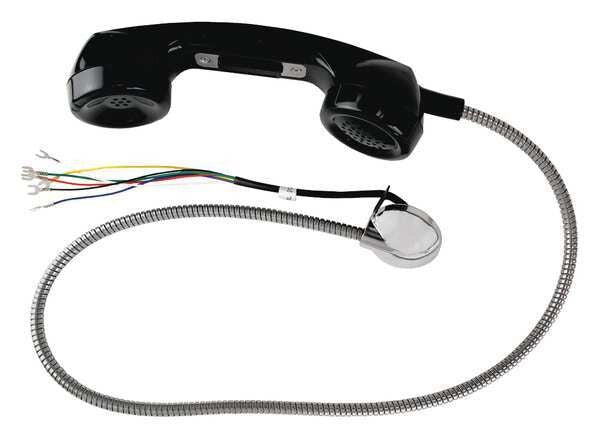 Handset, Plastic, Black, Armored Cord