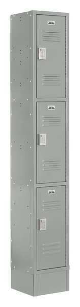 Wardrobe Locker, 12 in W, 18 in D, 82 in H, (1) Wide, (3) Tier, Gray