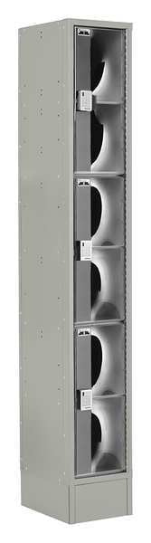 Wardrobe Locker, 12 in W, 18 in D, 82 in H, (1) Wide, (3) Tier, Gray