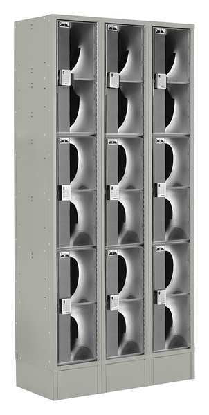 Wardrobe Locker, 36 in W, 18 in D, 82 in H, (3) Tier, (3) Wide, Gray