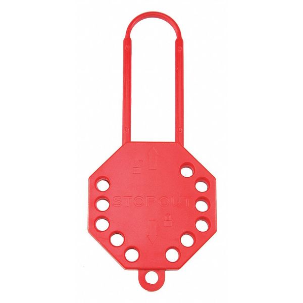 Lockout Hasp, Red, 7-1/2