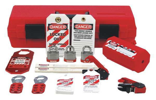 Portable Lockout Kit, Red, Plastic, Tool Bx
