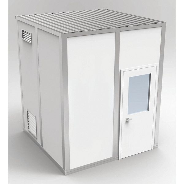4-Wall Cleanroom Modular In-Plant Office, 10 ft 1 3/4 in H, 8 ft 4 1/2 in W, 8 ft 4 1/2 in D, White