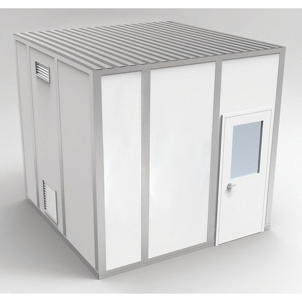 4-Wall Cleanroom Modular In-Plant Office, 10 ft 1 3/4 in H, 10 ft 4 1/2 in W, 10 ft 4 1/2 in D