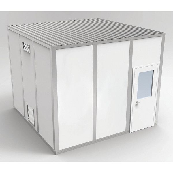 4-Wall Cleanroom Modular In-Plant Office, 10 ft 1 3/4 in H, 12 ft 4 1/2 in W, 12 ft 4 1/2 in D